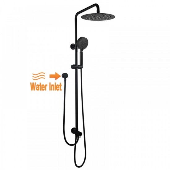 8 inch 200mm Round Black Twin Shower Set Top/Bottom Water Inlet